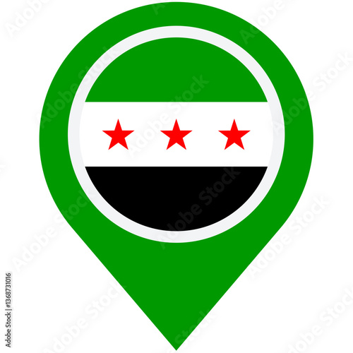 Free Download A symbolic green map marker proudly displays the flag of Rojava, representing Kurdish self-governance and resilience with a simple, bold design. - GFXLoad