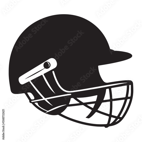 Sharp Cricket Helmet Silhouette Illustration