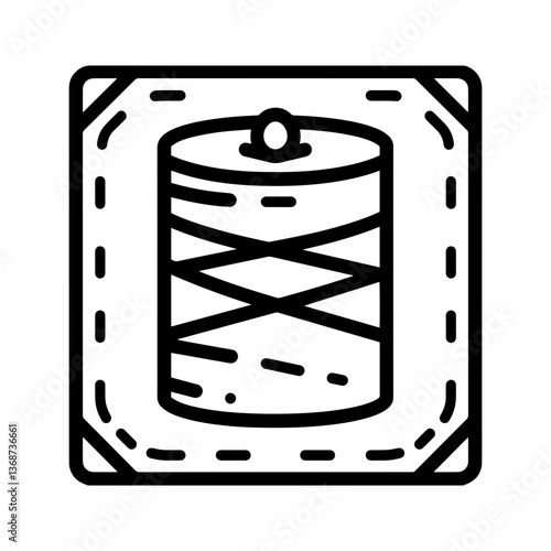 Spool of thread in a squared outline design  
