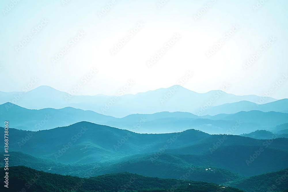 Obraz premium Serene blue mountain range landscape.