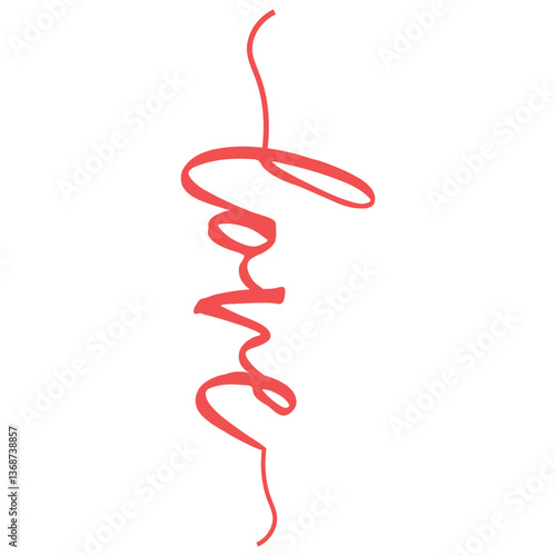 Vertical Love in Red Calligraphy