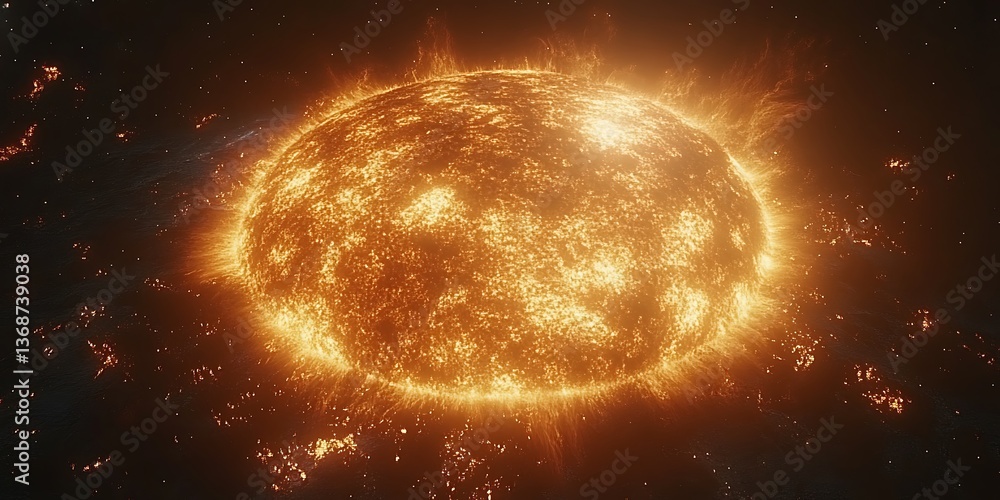 Obraz premium Fiery Sun in Space.