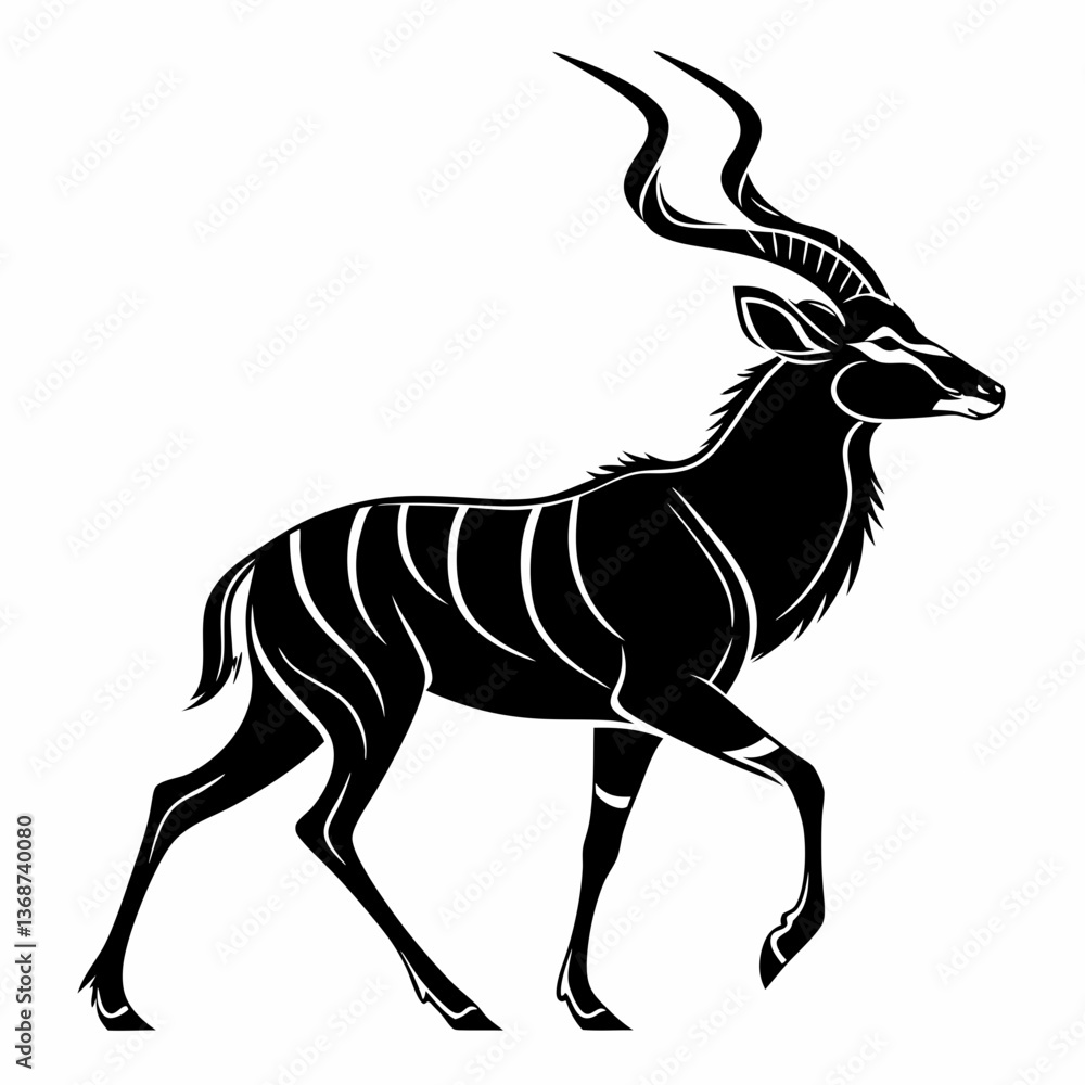 Obraz premium kudu black silhouette icon vector