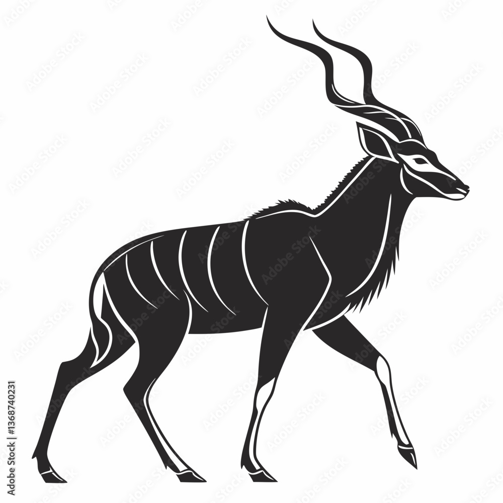 Obraz premium kudu black silhouette icon vector
