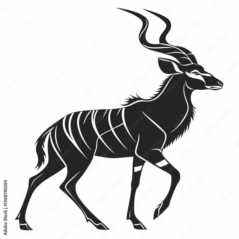 Obraz premium kudu black silhouette icon vector