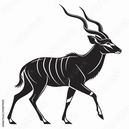 kudu black silhouette icon vector
