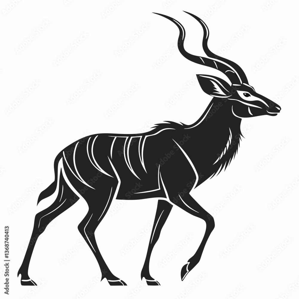 Obraz premium kudu black silhouette icon vector