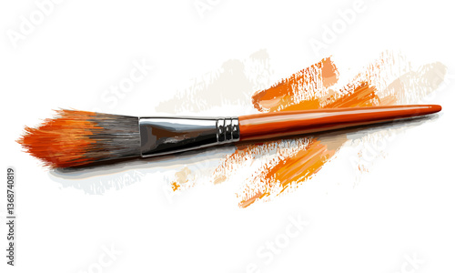 Realistic paintbrush with colorful paint strokes on white background vector