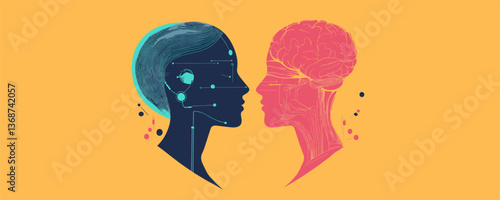 Duality of human mind - abstract brain connection concept vector