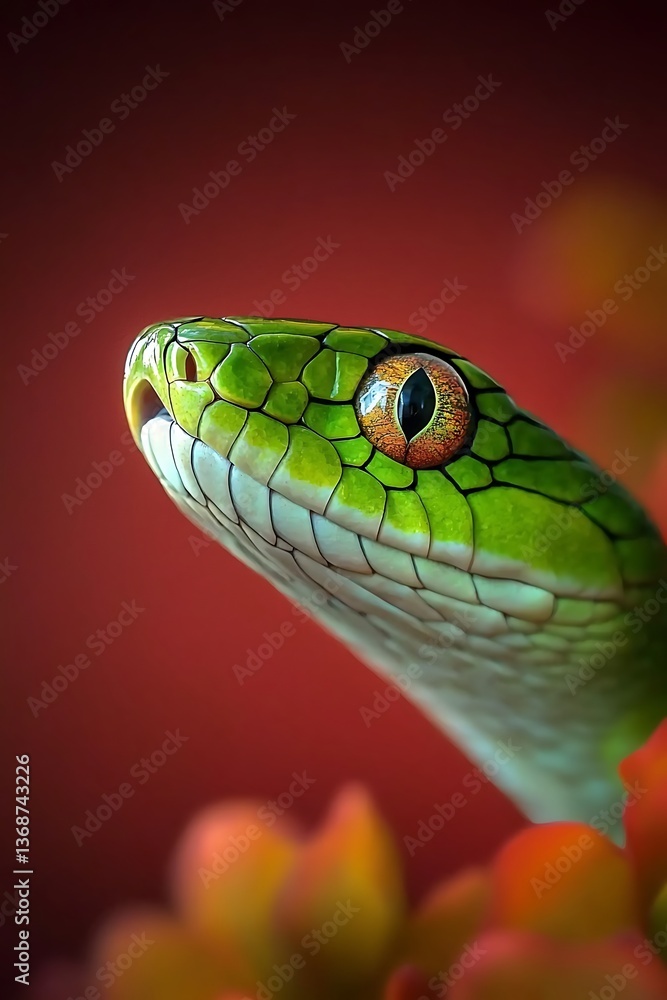 Obraz premium Snake Head Close-up Red