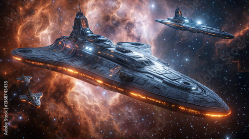 Fleet of spacecraft navigating in space