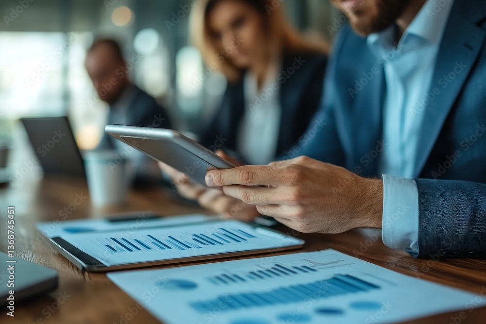 Business people using digital tablet while discussing in meeting Business people using digital tablet while discussing in meeting