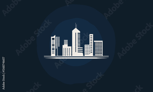 Modern city skyline silhouette on dark background vector