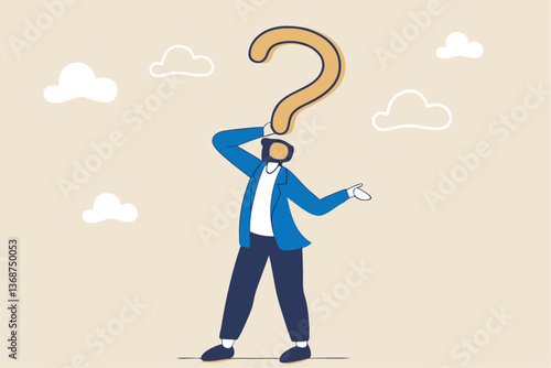 Anonymous businessman person, candidate or mention employee, who is this man, uncertainty, important person or unknown concept, anonymous businessman with question mark head unknown person.