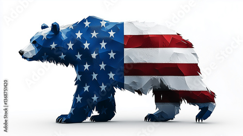 Obraz na płótnie white bear from coat of arms of Greenland in USA flag colors isolated on white background w salonie