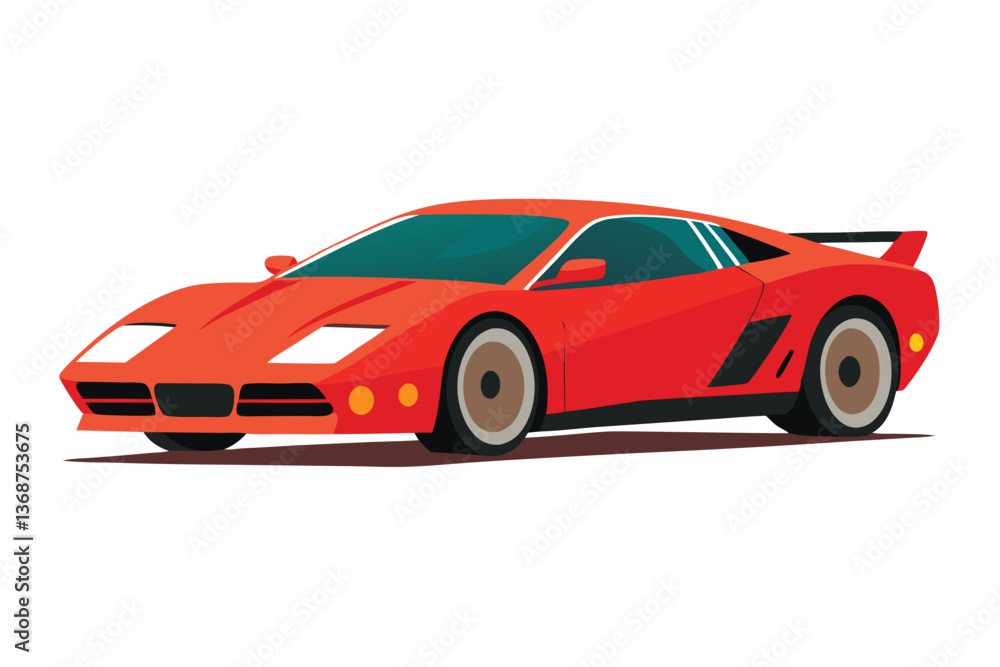 Striking red sports car, a vibrant and isolated vehicle of speed and style Striking red sports car, a vibrant and isolated vehicle of speed and style