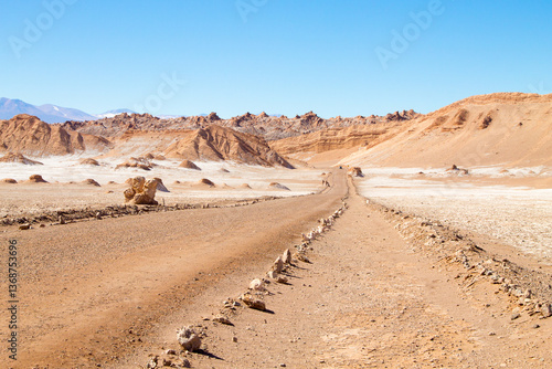 Obraz na płótnie Dirt road perspective view,Chile w salonie