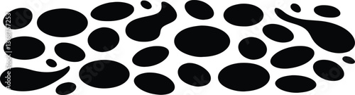 Black Oval Blobs Pattern Background Monochrome Abstract Shapes on White Backdrop