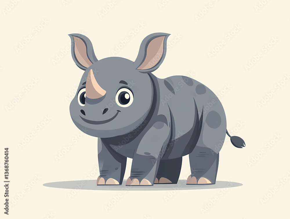 Fototapeta premium Cartoon Rhinoceros Portrait