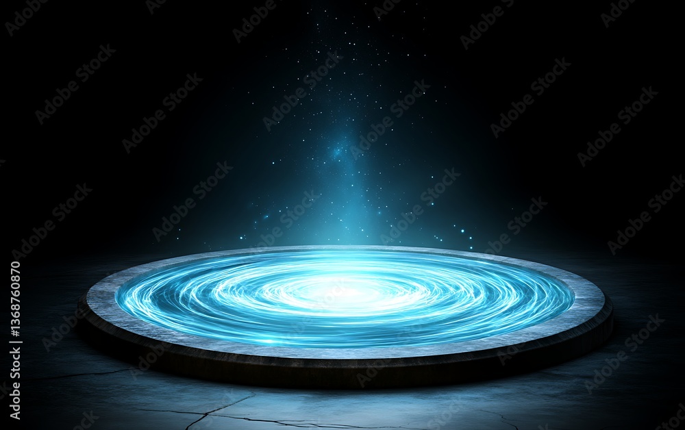 Fototapeta premium Circular Platform, Light, Dark Space