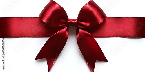 Red satin ribbon bow on white.