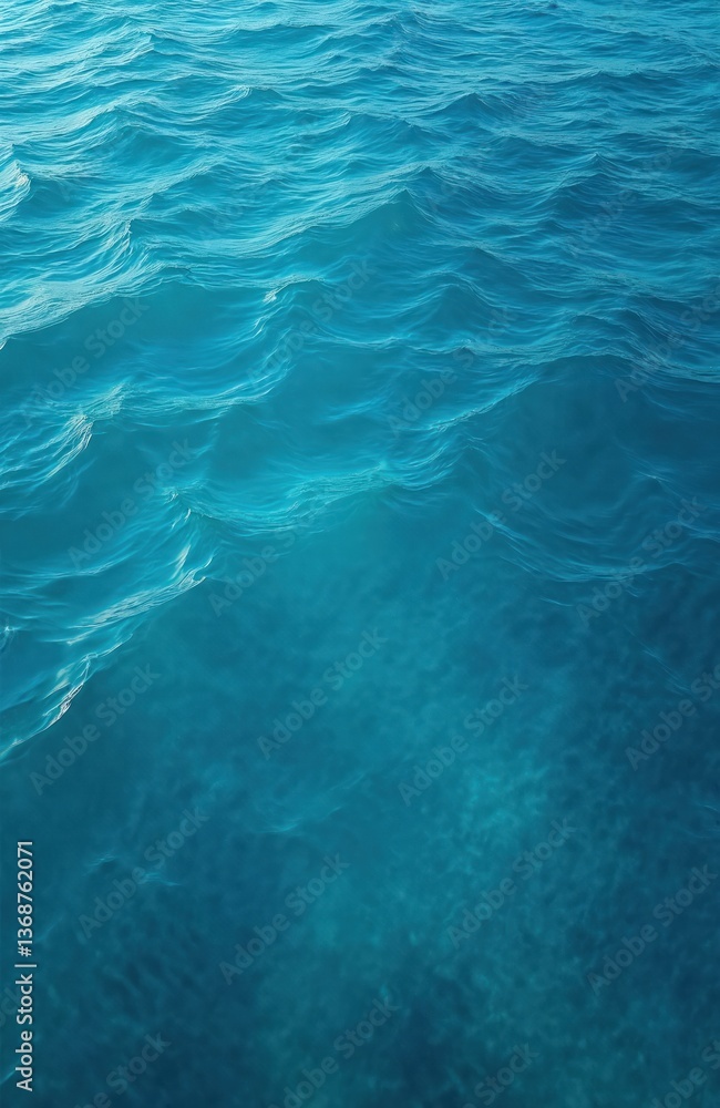 Obraz premium Vertical aerial view of clean blue sea. Turquoise water surface texture background. Summer vacation travel destination. Abstract background. Tranquil seascape.