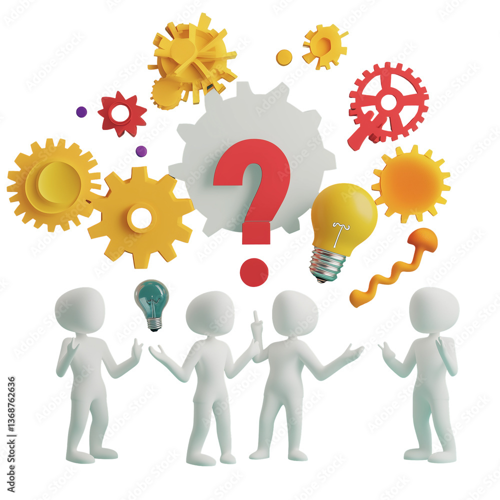 Brainstorming Session: Team Collaborating on Ideas isolated on transparent background HD photo PNG file download.
