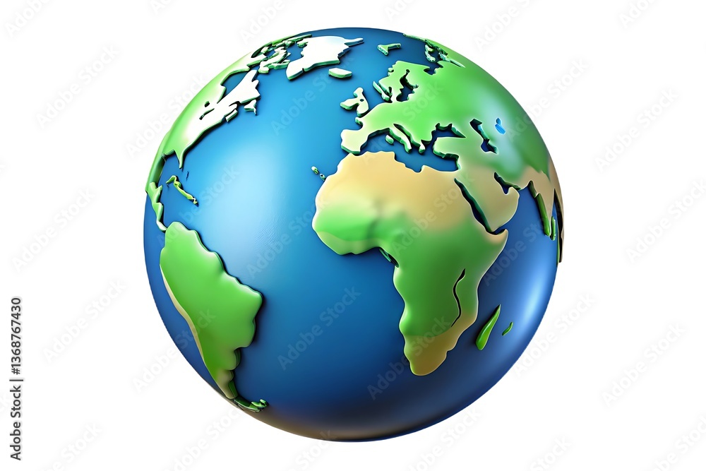 Naklejka premium 3d globe earth world map isolated on white background