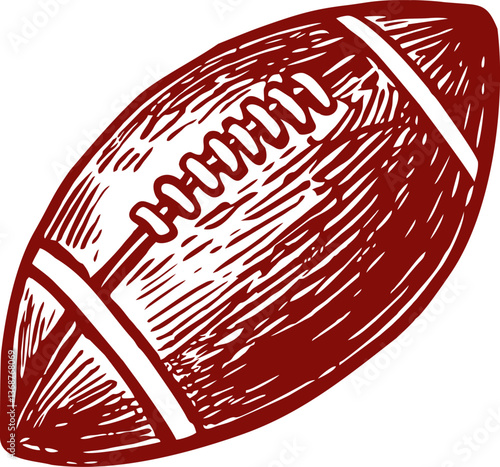 Beautiful Classic Hand Drawing America Football Ball