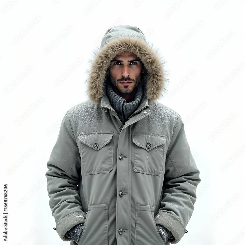 man wearing winter clothes in the cold man wearing winter clothes in the cold