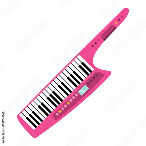 Pink keytar, 80's style synthesizer.