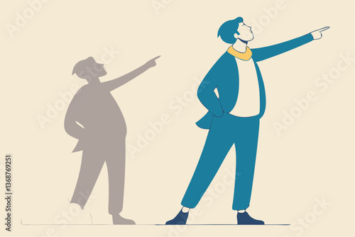 Honesty or trust, liar, fake or business fraud, integrity or telling the truth, false information, cheating or hiding the truth concept, dishonesty businessman lying with Pinocchio long nose shadow.