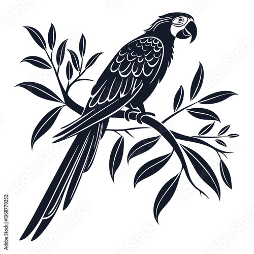 macaw black silhouette icon vector 