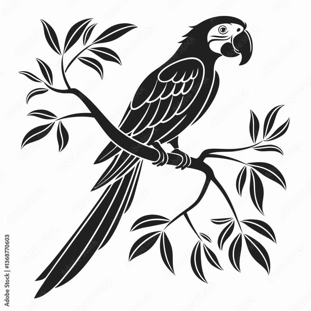 Fototapeta premium macaw black silhouette icon vector 