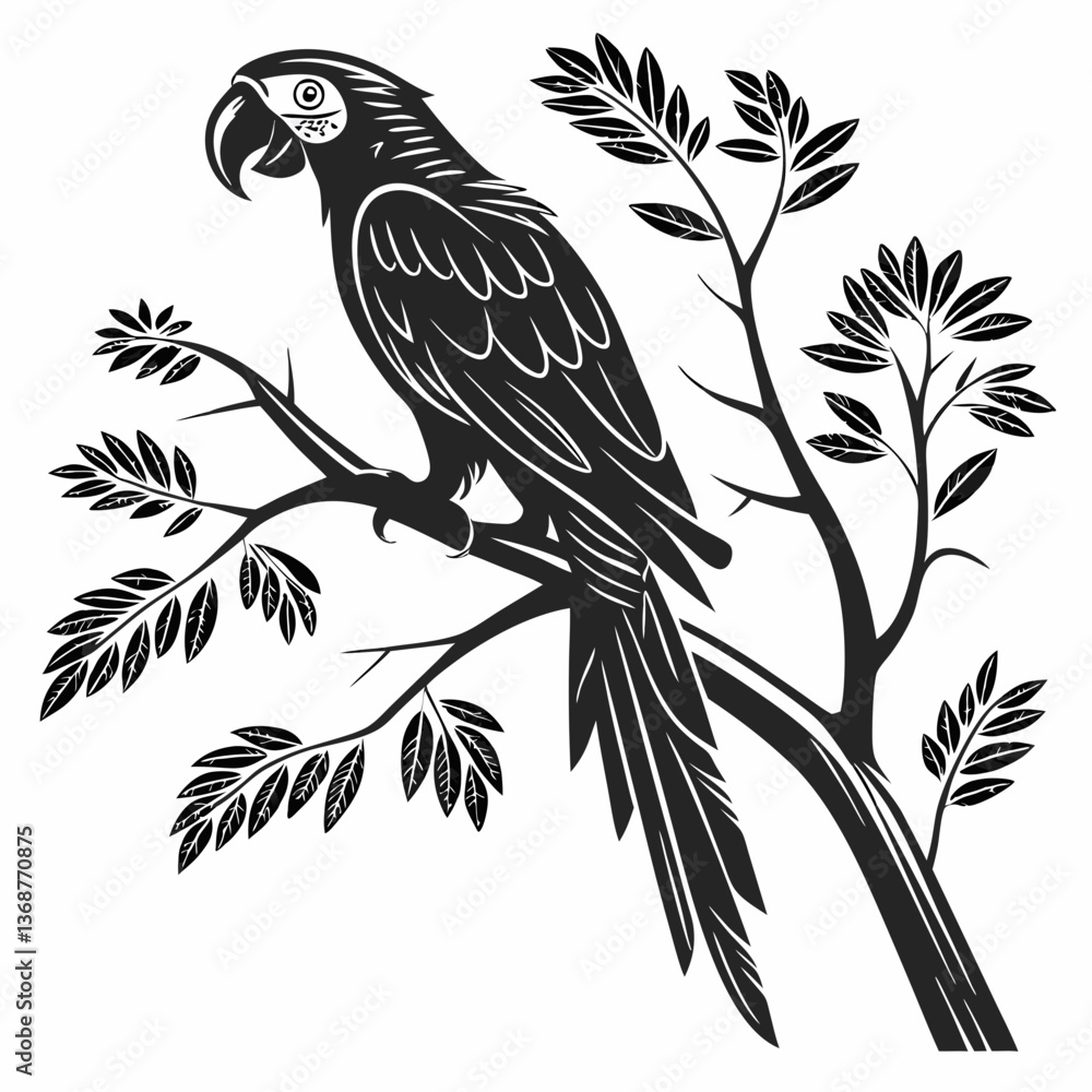 Fototapeta premium macaw black silhouette icon vector