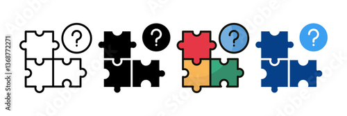 Quiz Puzzle  Icon Set Multiple Style Collection