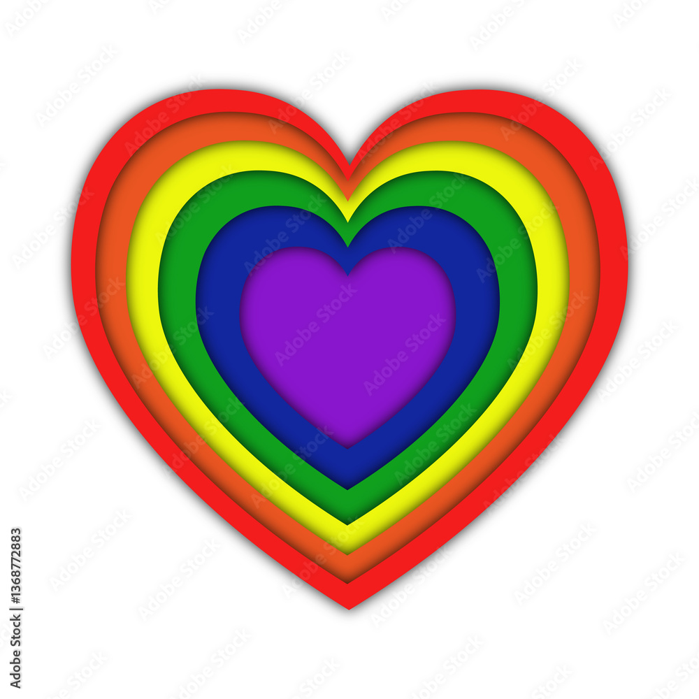 Multicolored heart design with LGBT depth look Multicolored heart design with LGBT depth look