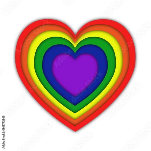 Multicolored heart design with LGBT depth look