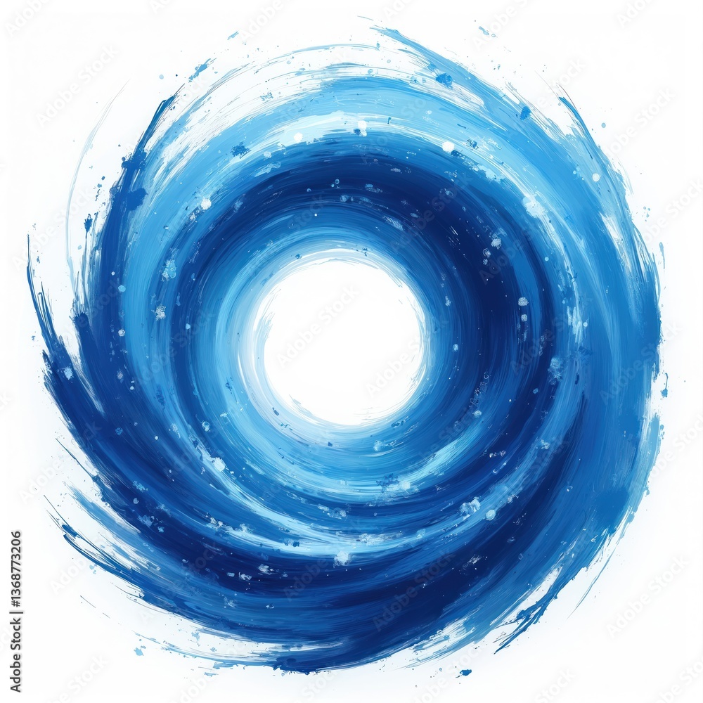 Fototapeta premium Dynamic swirling blue vortex of water. Mesmerizing circular pattern, fluid movement. Abstract illustration, design. Energy wave motion background. Ideal for concept, art, web design.
