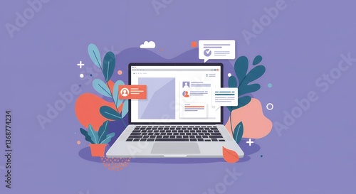 Wallpaper Mural Online Networking and Social Media Profile Management on Laptop Torontodigital.ca