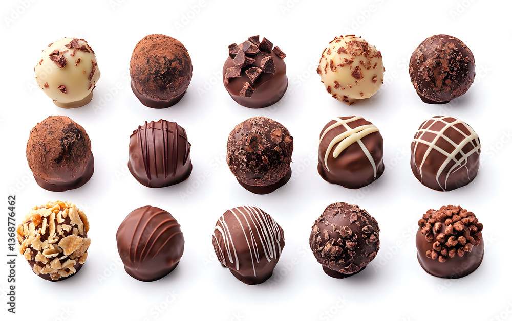 Assorted chocolate candies on a white background Assorted chocolate candies on a white background