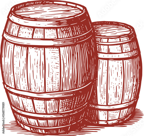 Beautiful Classic Hand Drawing Barrel