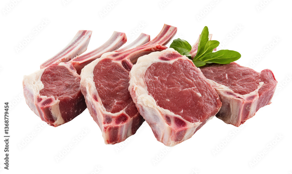 Fresh Lamb Chops with Garnish on transparent background for Food Photography Fresh Lamb Chops with Garnish on transparent background for Food Photography