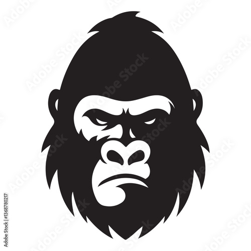 Intense gorilla face vector illustration for wildlife and strength