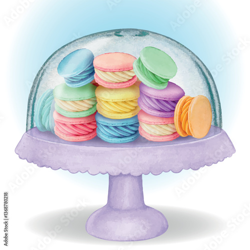 Watercolor hand drawn realistic macaron