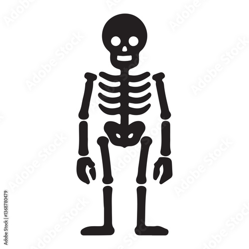 Silhouette of Cartoon Skeleton Full Body Vector Art Halloween Theme