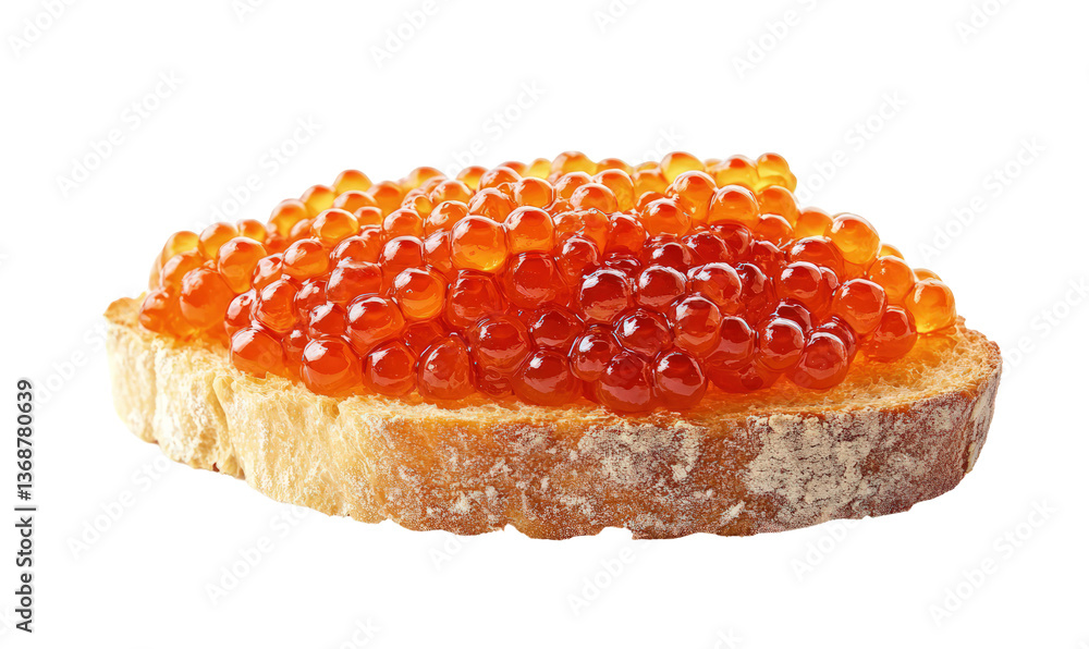 Red caviar on toasted bread, close-up, appetizer Red caviar on toasted bread, close-up, appetizer