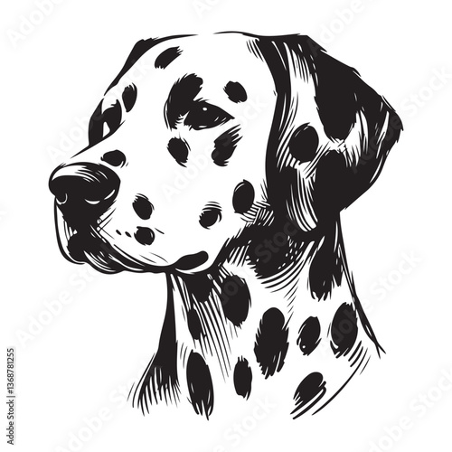 Elegant Dalmatian Dog Illustration Detailed Portrait for Pet Lovers and Designs