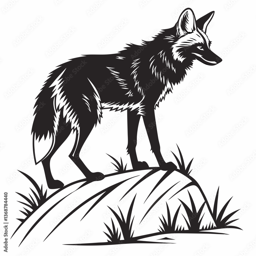 Fototapeta premium Manedwolf black silhouette icon vector