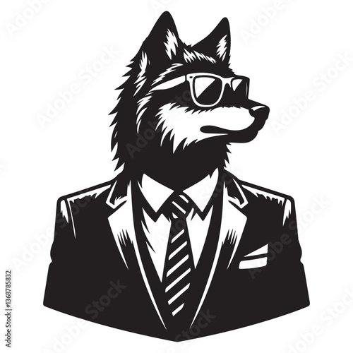 Sophisticated Wolf in a Suit Illustration Vector For Modern Projects